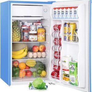 Stylish 3.2 Cu.Ft Blue Mini Fridge for Small Spaces Stylish 3.2 Cu.Ft Blue Mini Fridge for Small Spaces