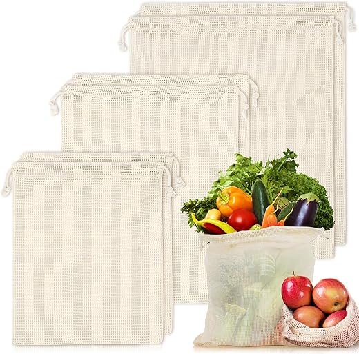 Durable Reusable Cotton Produce Bags Set