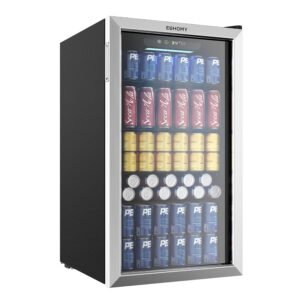 EUHOMY Glass Door Beverage Refrigerator – 100 Can Capacity
