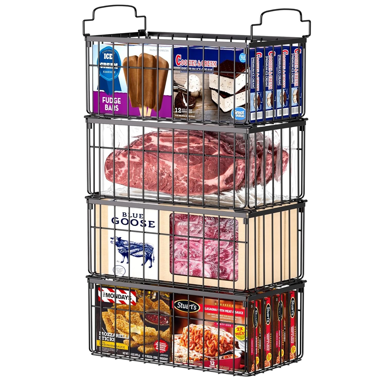Stackable Freezer Organizer Bins – 4 Pack